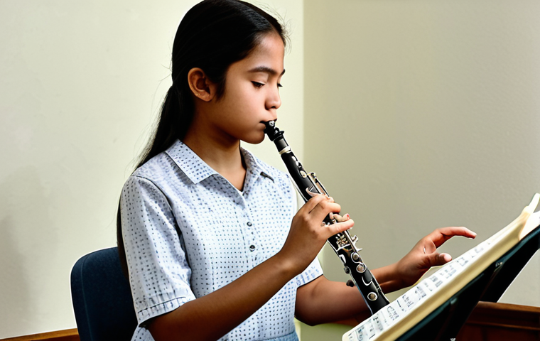 Flute Practice Session**
"A student practicing flute in a music room. She is fully clothed in a modest dress, focusing intently on her music. The room is filled with sheet music and instruments. Safe for work, appropriate content, professional, perfect anatomy, correct proportions, natural pose, well-formed hands, proper finger count, natural body proportions, high quality."
**