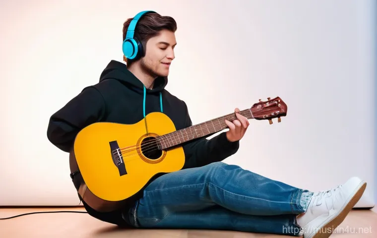 기타 연습 프로그램 - **Image Prompt 1: Smart Beginner Guitar Practice**
    A bright and cozy room bathed in warm, natura...
