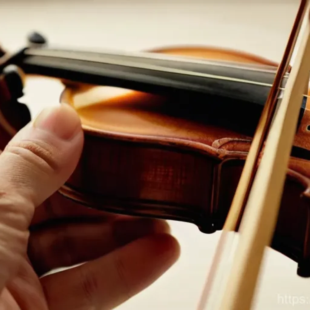 바이올린 현 교체법 - **Prompt 1: Focused Violin E-String Replacement**
    "A close-up, highly detailed shot of a person'...