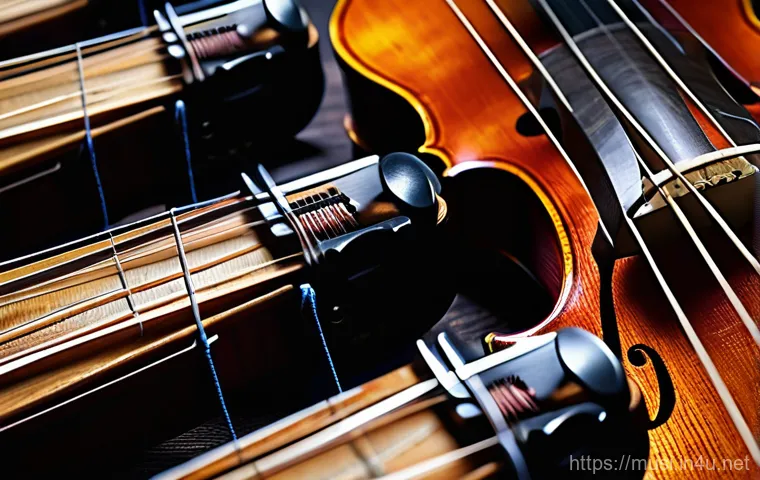 바이올린 현 교체법 - **Prompt 1: Focused Violin E-String Replacement**
    "A close-up, highly detailed shot of a person'...