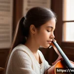 첼로와 음악 이론 학습 - A young cellist practicing in a cozy, well-lit music room surrounded by sheet music and a metronome,...